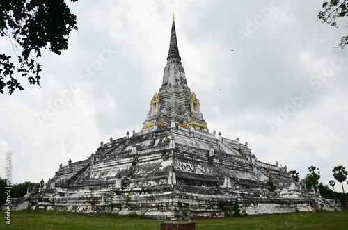 Chedi PhukhaoThong at Wat Phu Khao Thong of Ayutthaya Thailand