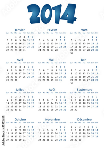 Calendrier 2014 simple - facilement éditable