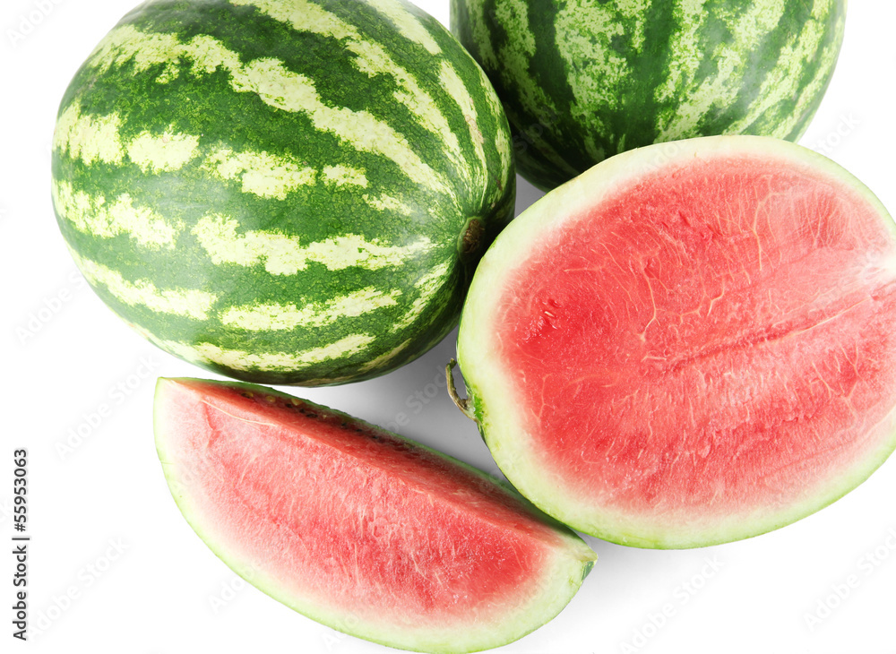 Ripe watermelons isolated on white Ripe watermelons isolated on white