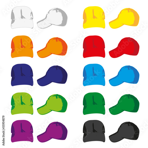 10 colorful vector baseball caps