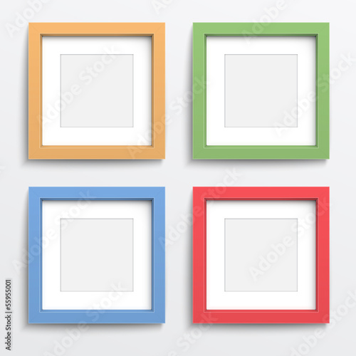 Color frame set on gray wall.
