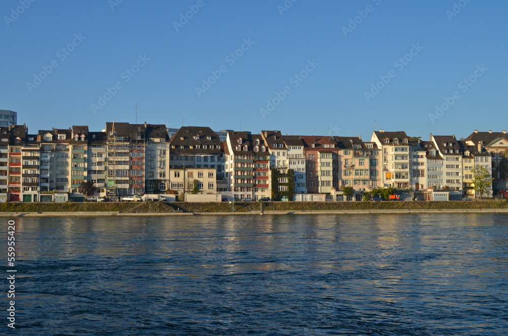 Obraz premium River Houses on the Rhine, Basel, Switzerland