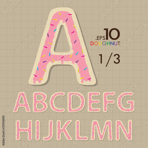 1-3 Set of Doughnut Vector Alphabet A-N Editable