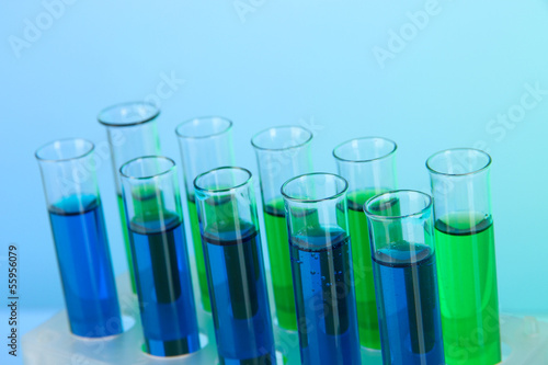 Identical test tubes close-up