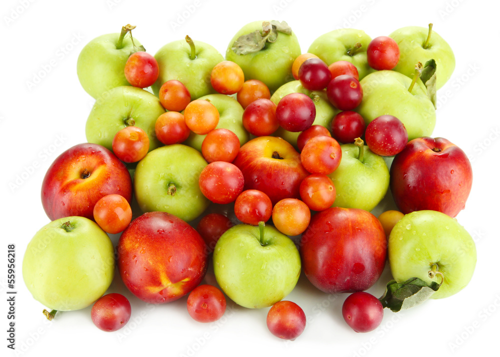 Assortment of juicy fruits, isolated on white Assortment of juicy fruits, isolated on white