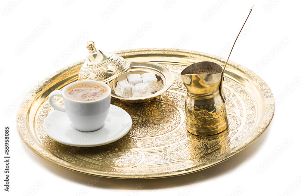 Traditional Turkish coffee served with Turkish delight Traditional Turkish coffee served with Turkish delight