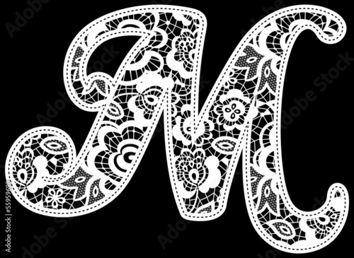 lace wedding initial m