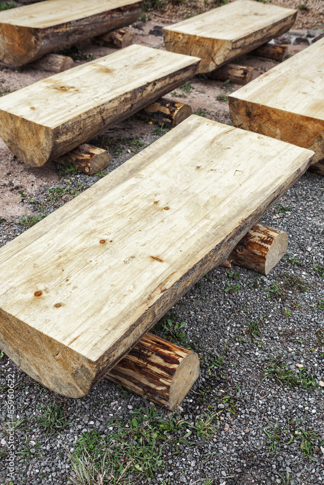 Primitive log benches, Primitive log benches,