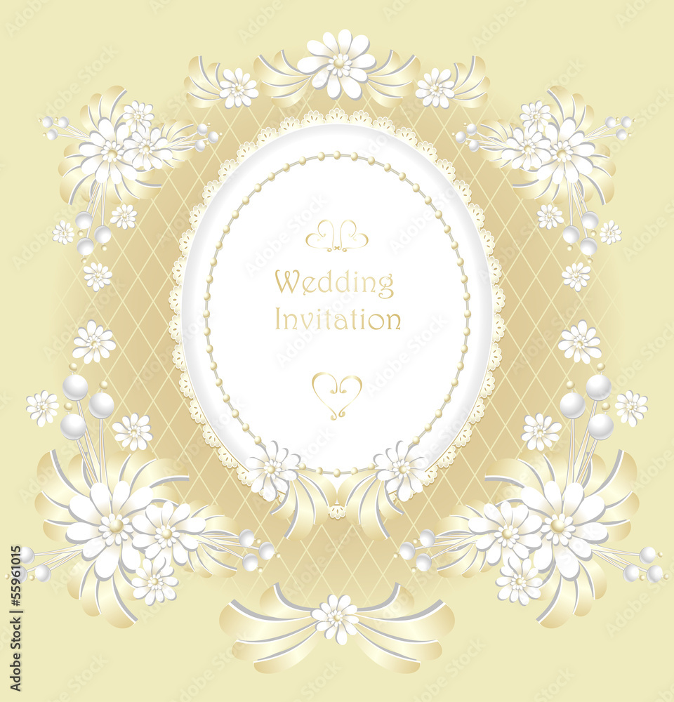 Wedding invitation or congratulation  in gold color retro style
