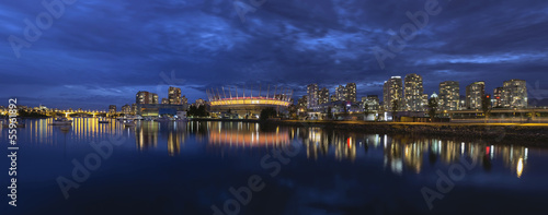 Vancouver BC Canada Skyline by False Creek at Blue Hour photo