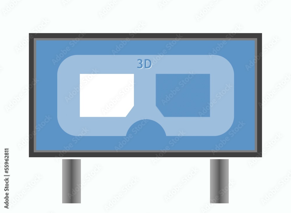 Lunettes 3D dans un panneau d'affichage publicitaire Lunettes 3D dans un panneau d'affichage publicitaire