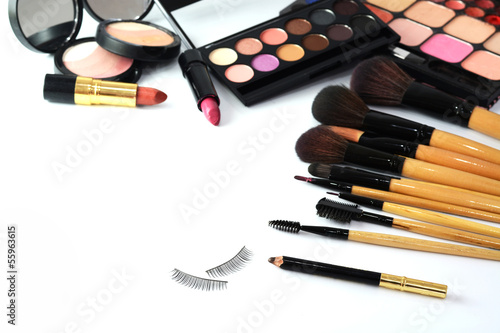 makeup brush and cosmetics,