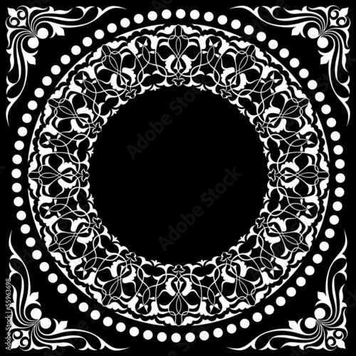 Türk - Islam  sanatı göbek desen ( siyah - beyaz )