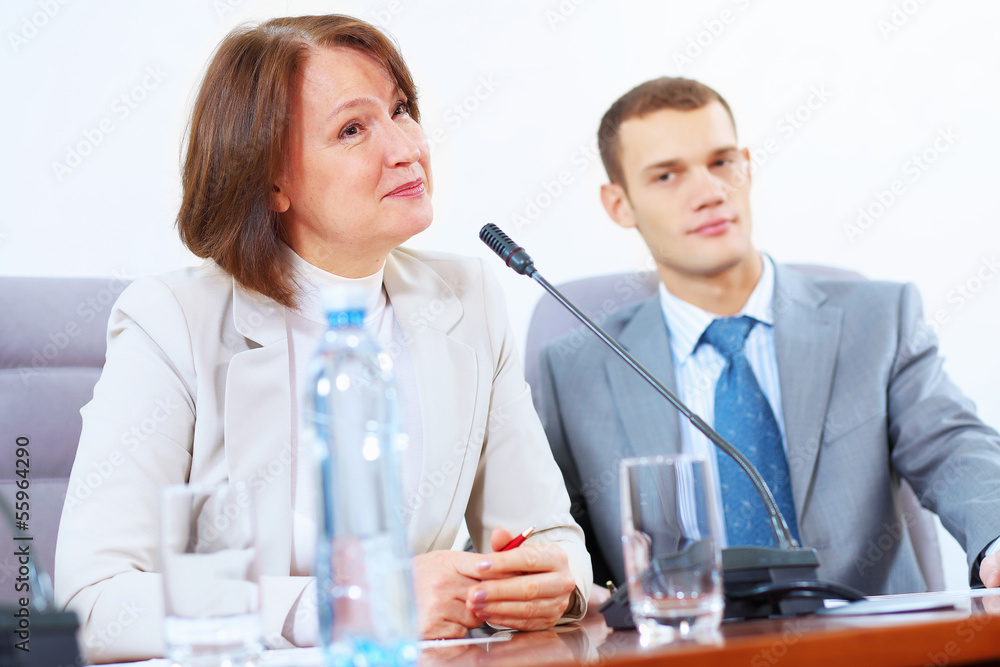 Two businesspeople at meeting Two businesspeople at meeting