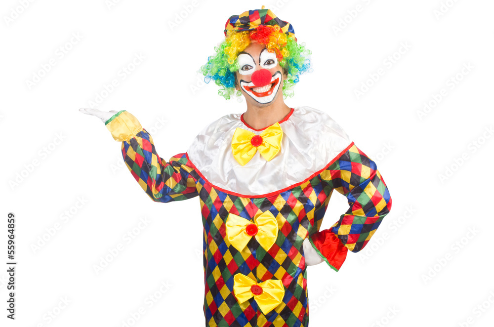 Funny clown isolated on white