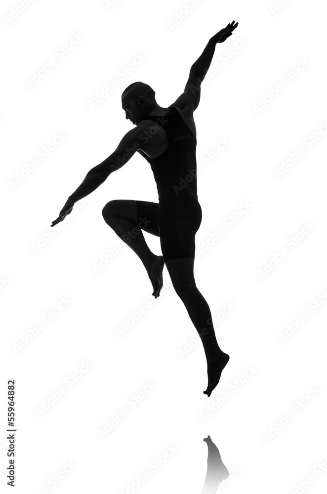 silhouette of male dancer isolated on white silhouette of male dancer isolated on white