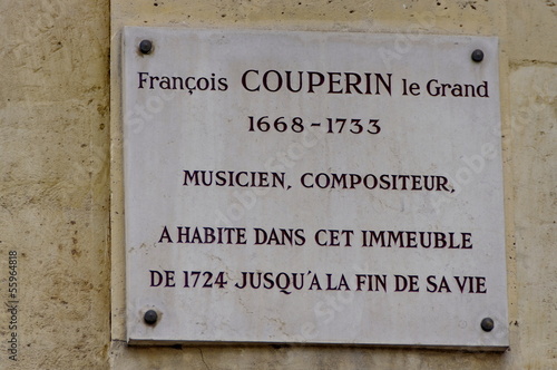 François Couperin. 1668-1733. Plaque commémorative.