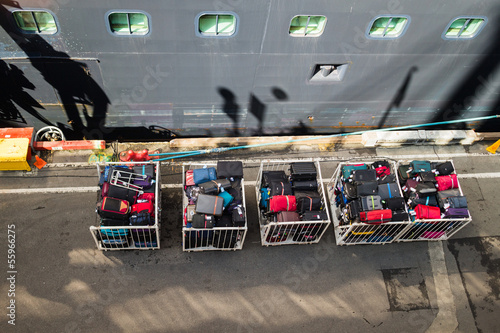 baggage ready for loading onto cruise ship