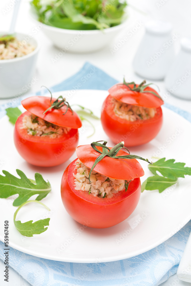 tomatoes stuffed with tuna salad and bulgur