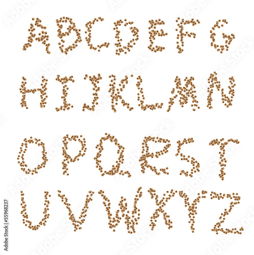 Abstract Coffee bubble alphabet by hand writing  vector