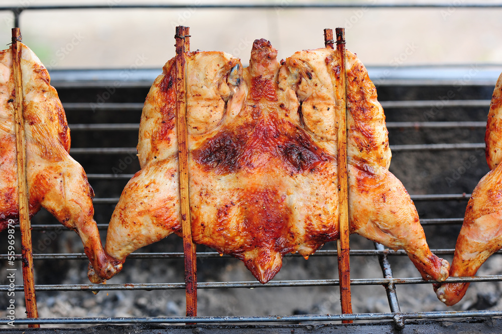 Naklejka premium Barbequed Chicken