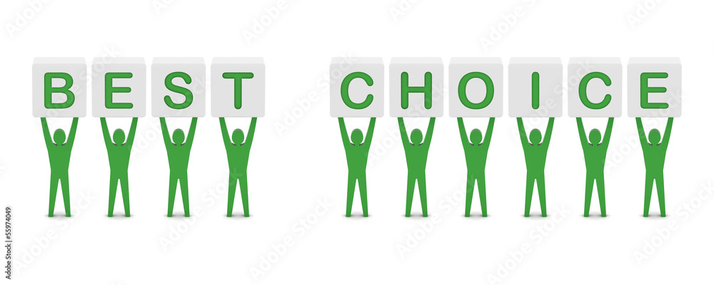 Men holding the phrase best choice. Concept 3D illustration. Men holding the phrase best choice. Concept 3D illustration.