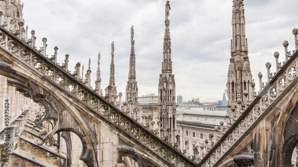 View from the roof of the dome in Milan