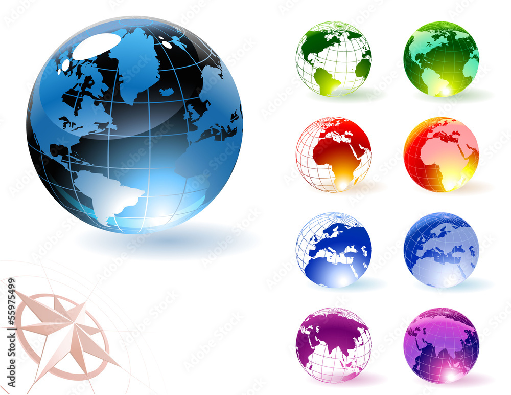 Glossy globes. Vector. Glossy globes. Vector.