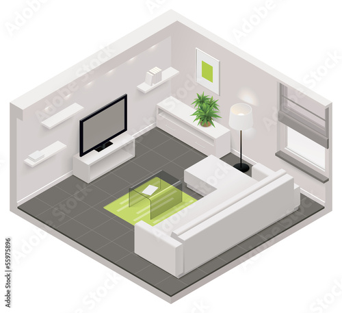Vector isometric living room icon