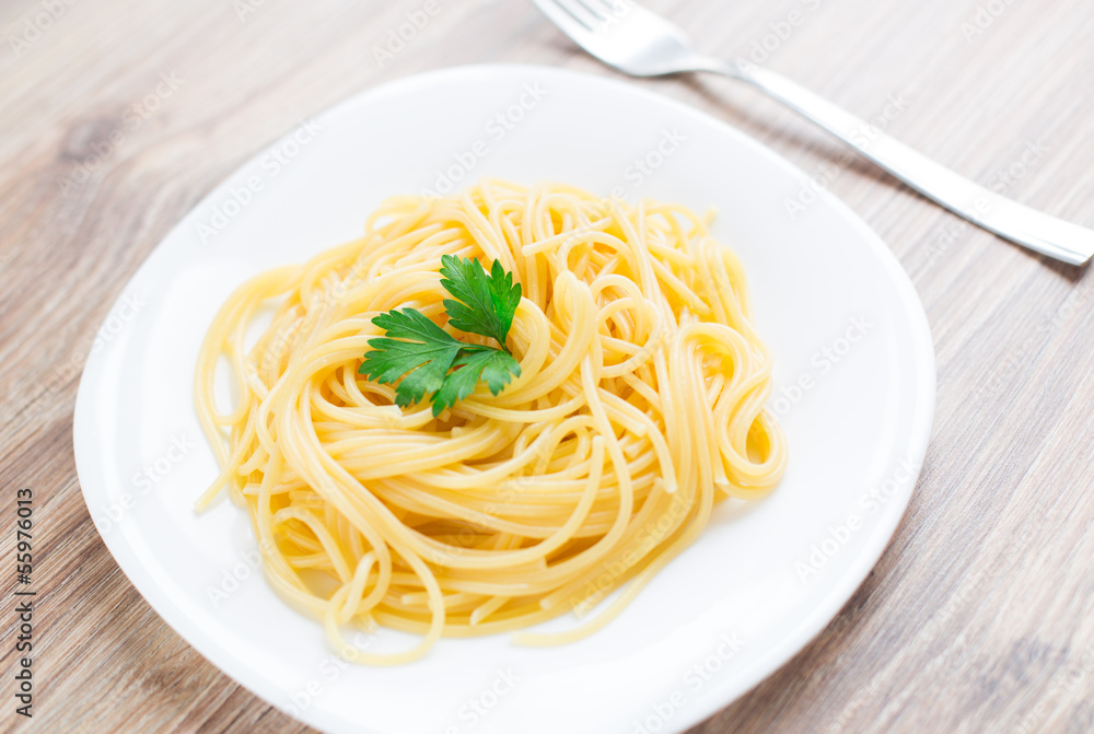 Spaghetti on a plate