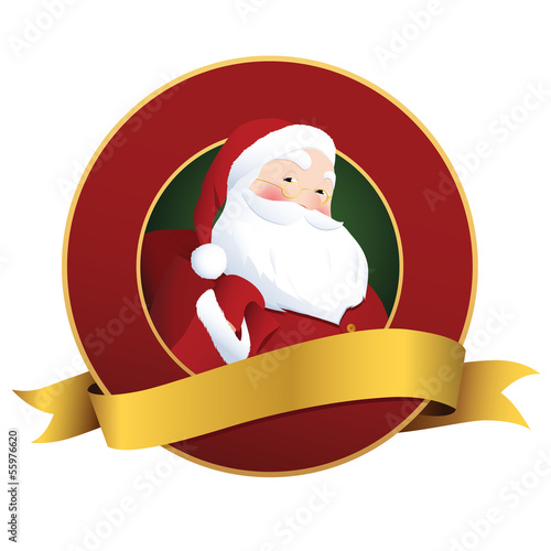 Festive Christmas label with smiling Santa Claus photo