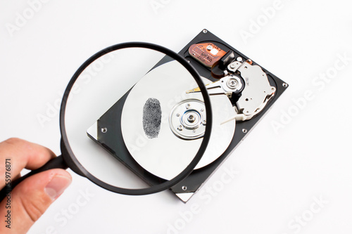 Hard Disk Drive with magnifier and fingerprint