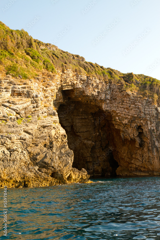 Seascape of coast and beaches in Corfu island, Greece
