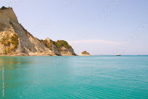Seascape of coast and beaches in Corfu island  Greece