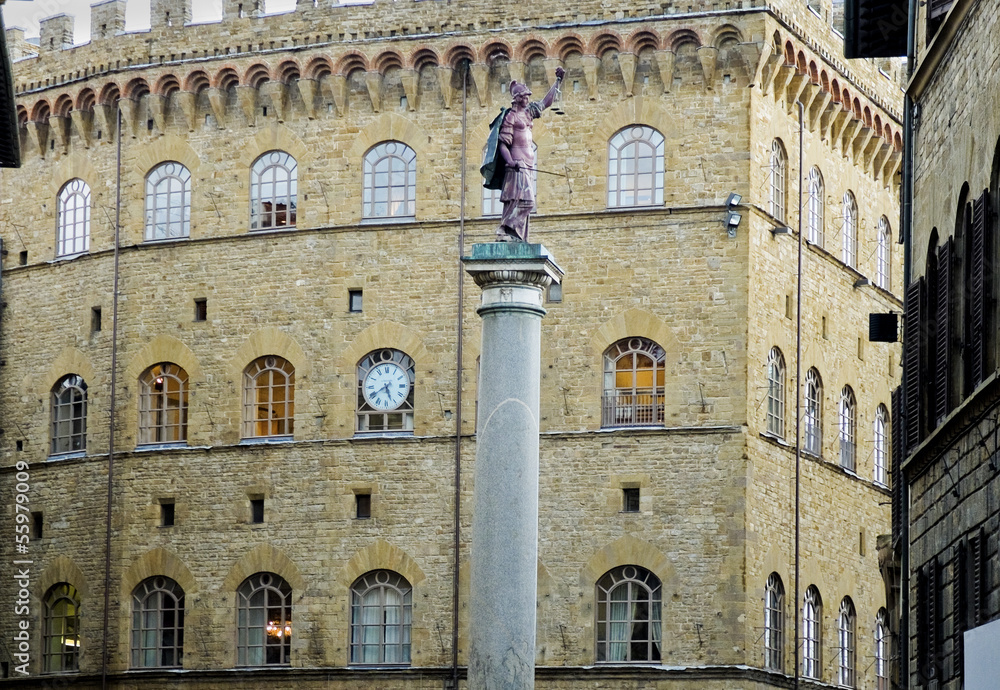 Column of Justice in Piazza di Santa Trinita. Florence, Italy