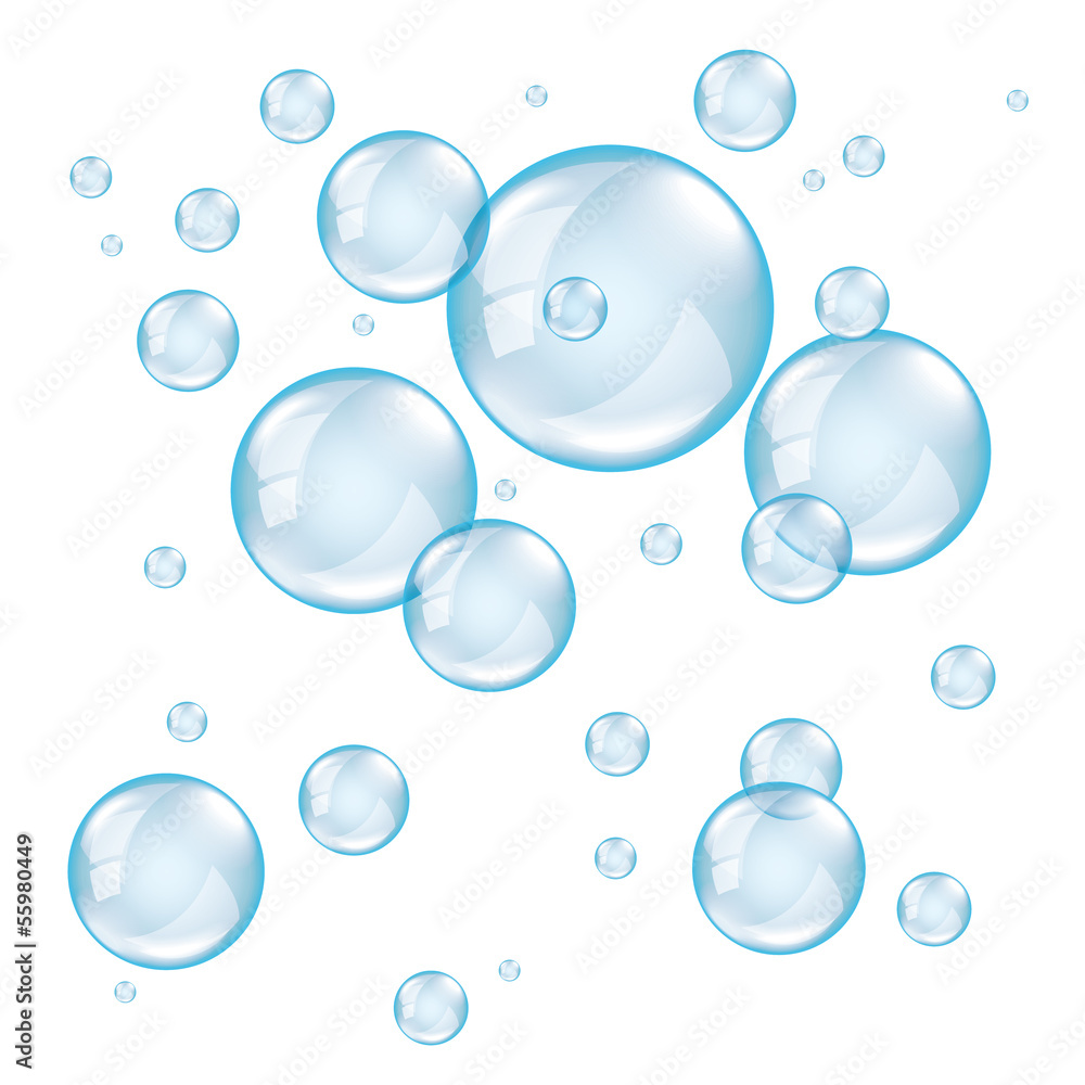 Transparent soap bubbles photo realistic vector - obrazy, fototapety, plakaty 