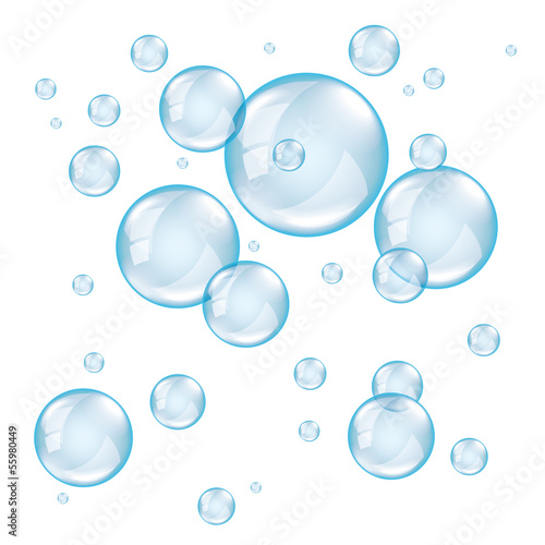 Obraz na plátně Transparent soap bubbles photo realistic vector