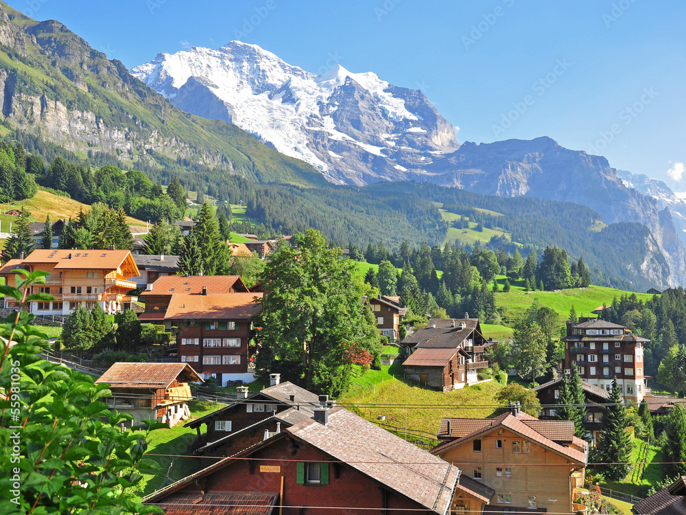 Swiss village in Alps