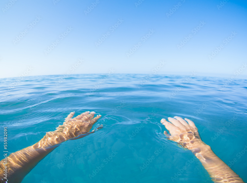 Fototapeta premium Sea blue view from first person
