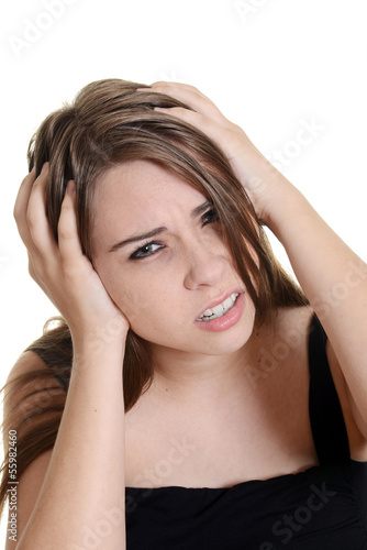 woman with a migraine headache