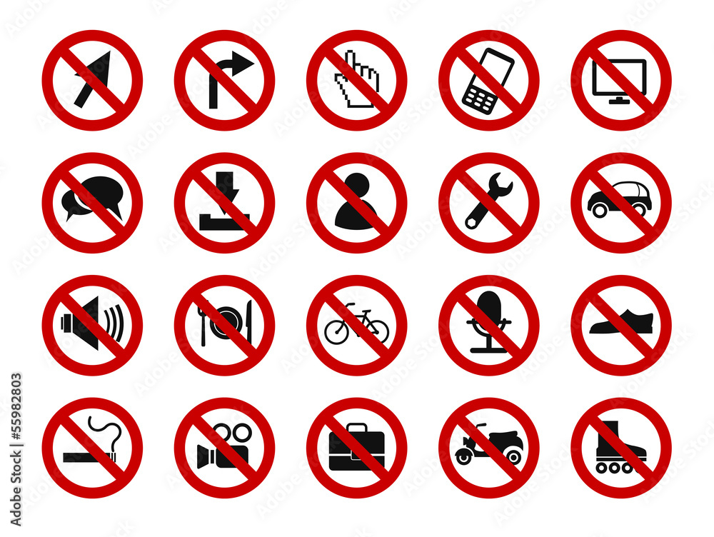 forbidden sign icon set forbidden sign icon set