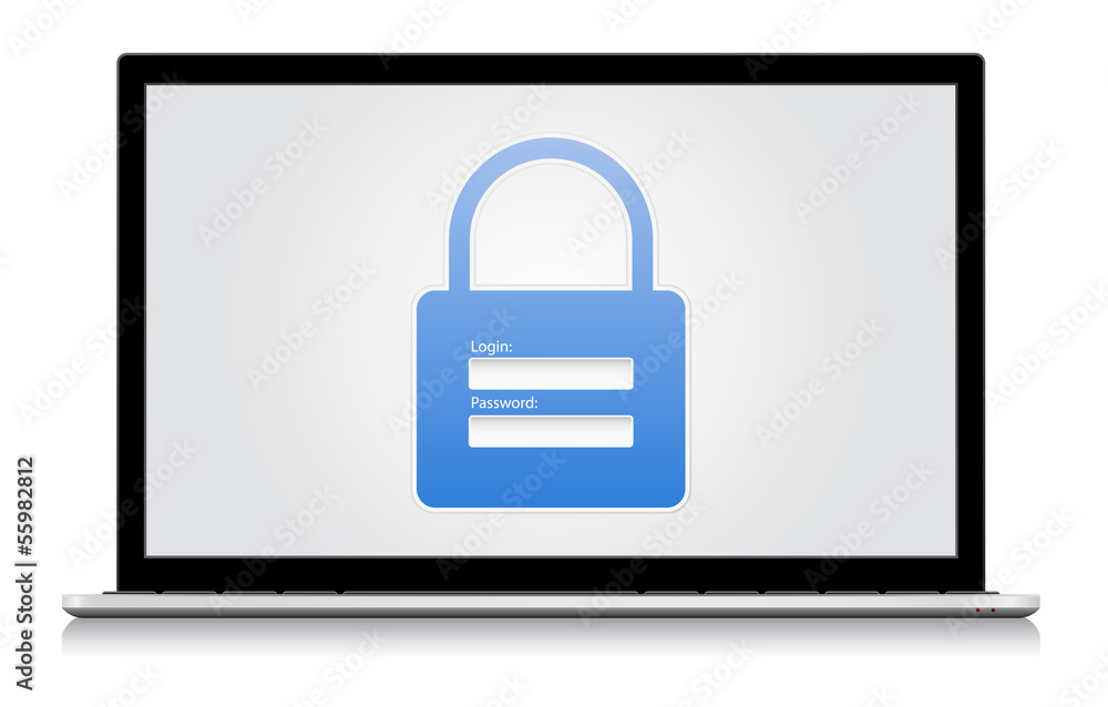 laptop notebook computer - security concept laptop notebook computer - security concept