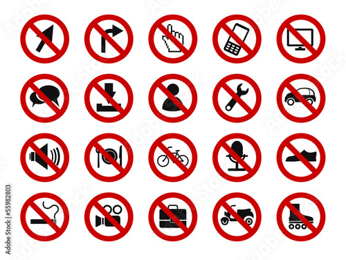 forbidden sign icon set