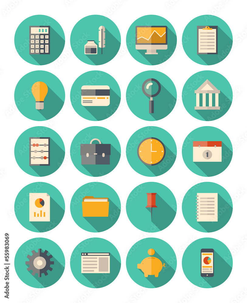 Finance and business modern icons set Finance and business modern icons set