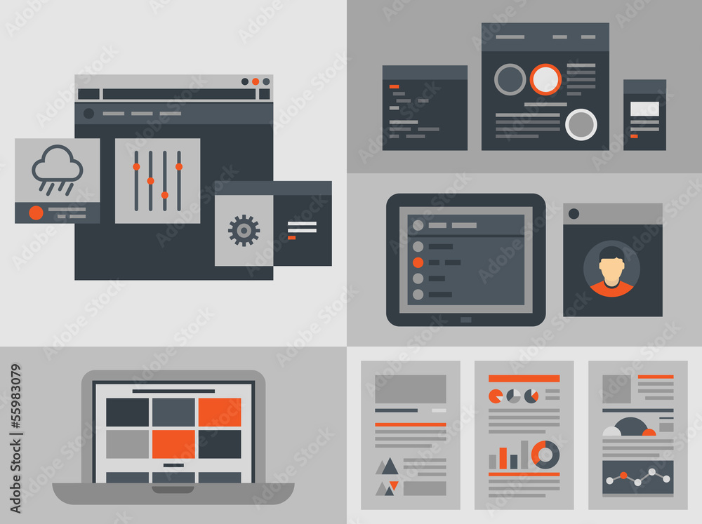 Flat user interface design elements Flat user interface design elements