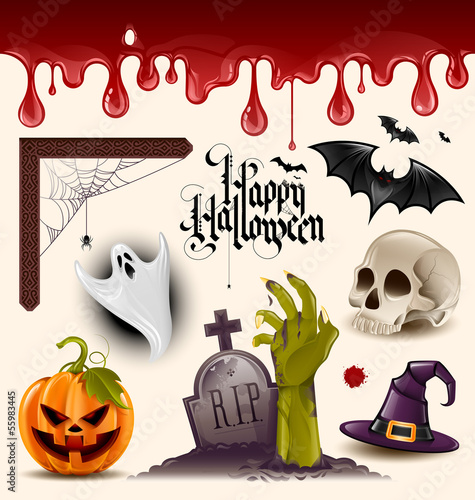 Set of halloween vector design elements - grouped and layered