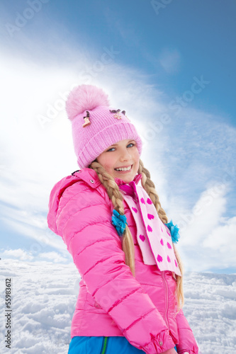 Happy smiling blond girl with cute braids