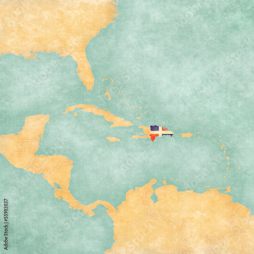 Map of Caribbean - Dominican Republic (Vintage Series) photo