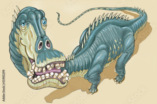 Diplodocus Dinosaur with Goofy Expression Illustration © dolimac