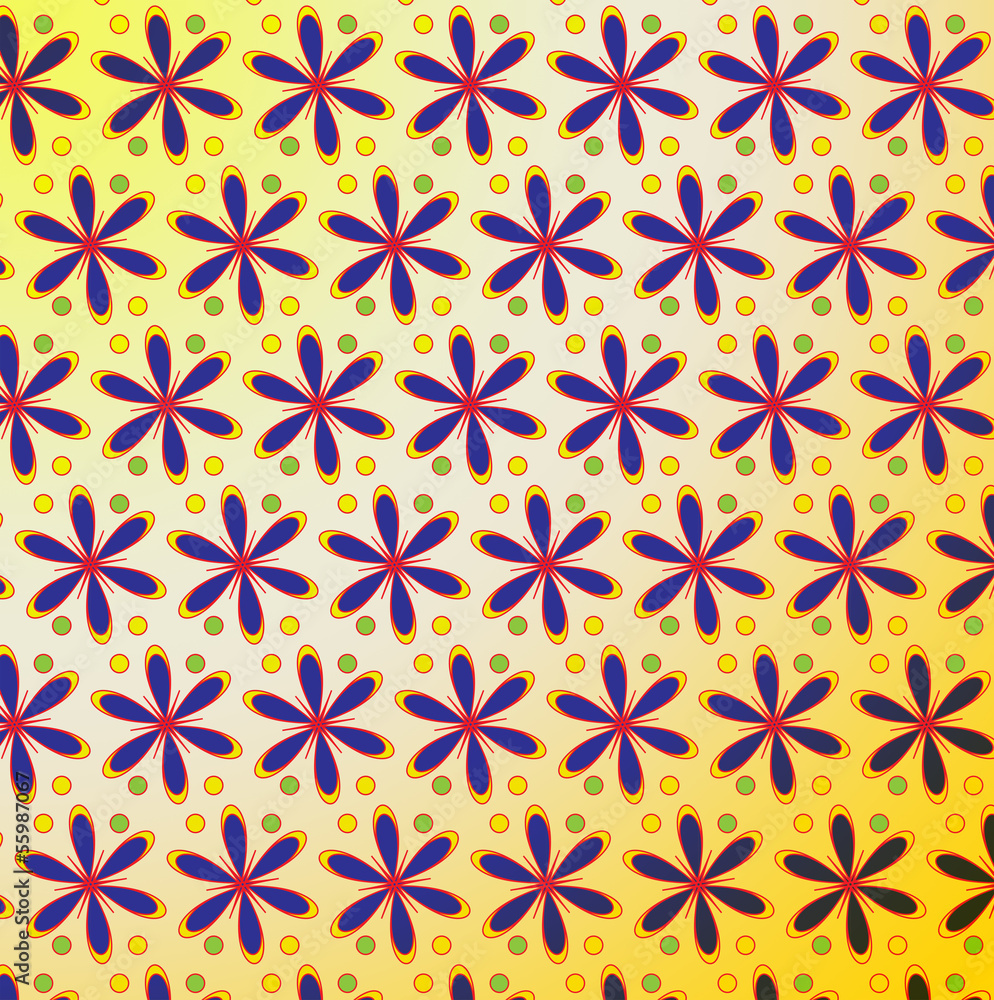 Fototapeta premium Pattern_With_Flowers_And_Gradient_Background